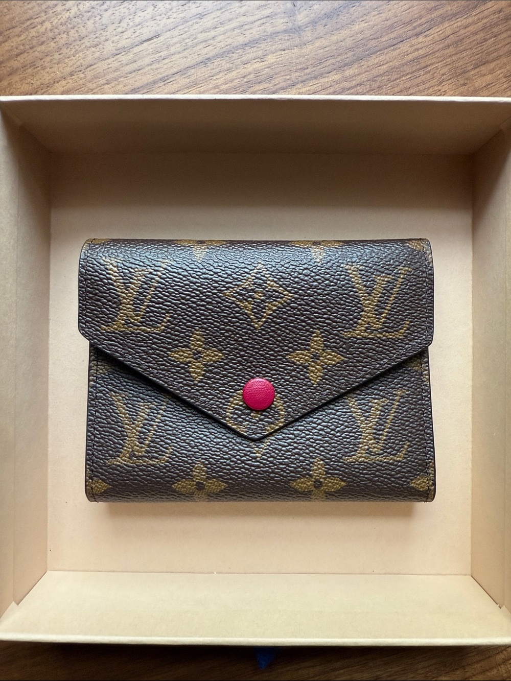 Louis Vuitton Monogram Envelope Wallet with Pink Button
